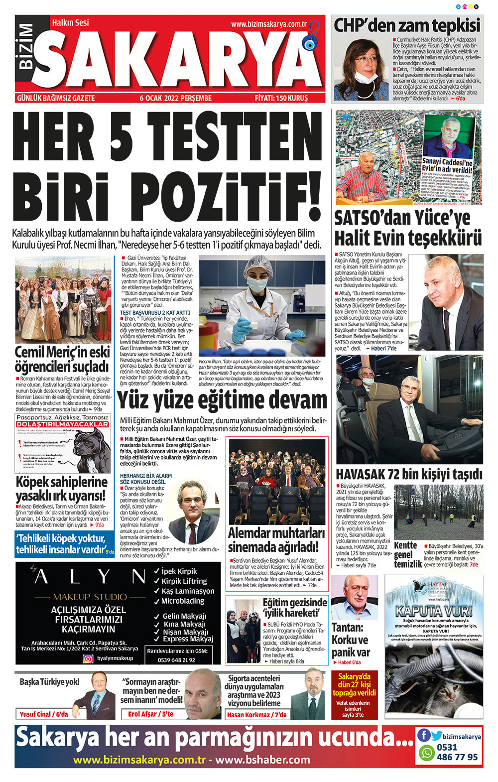 Bizim Sakarya Gazetesi - 06.01.2022 Manşeti