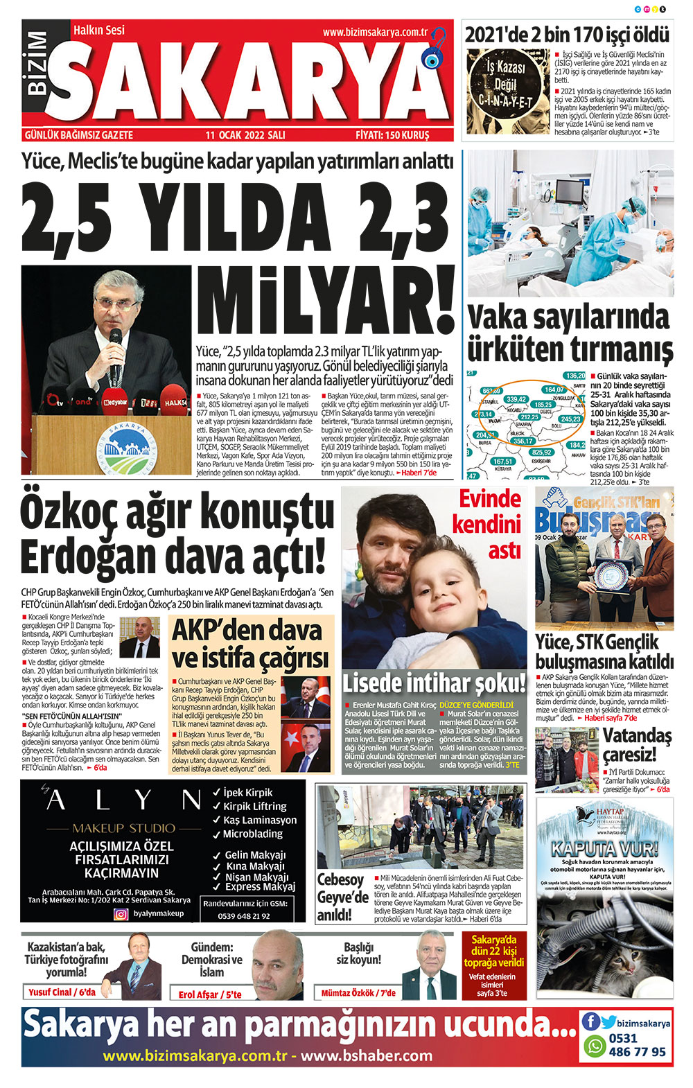 Bizim Sakarya Gazetesi - 11.01.2022 Manşeti