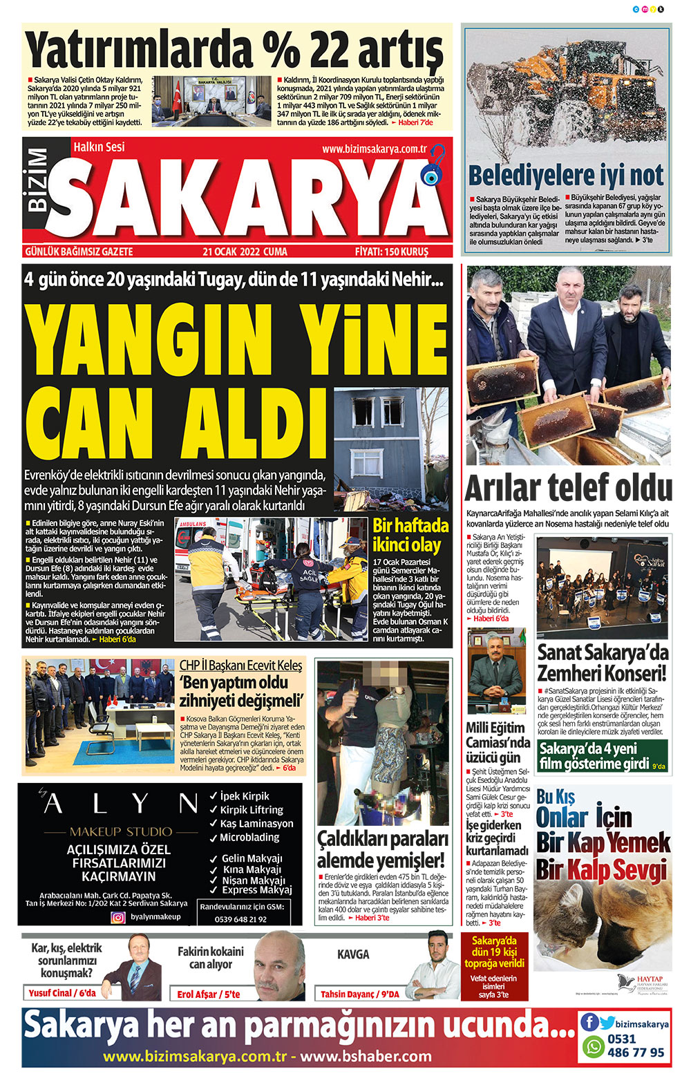 Bizim Sakarya Gazetesi - 21.01.2022 Manşeti