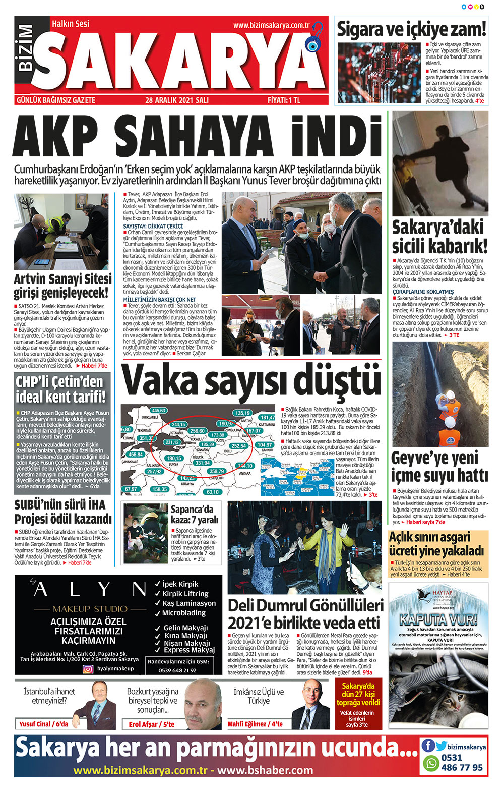 Bizim Sakarya Gazetesi - 28.12.2021 Manşeti