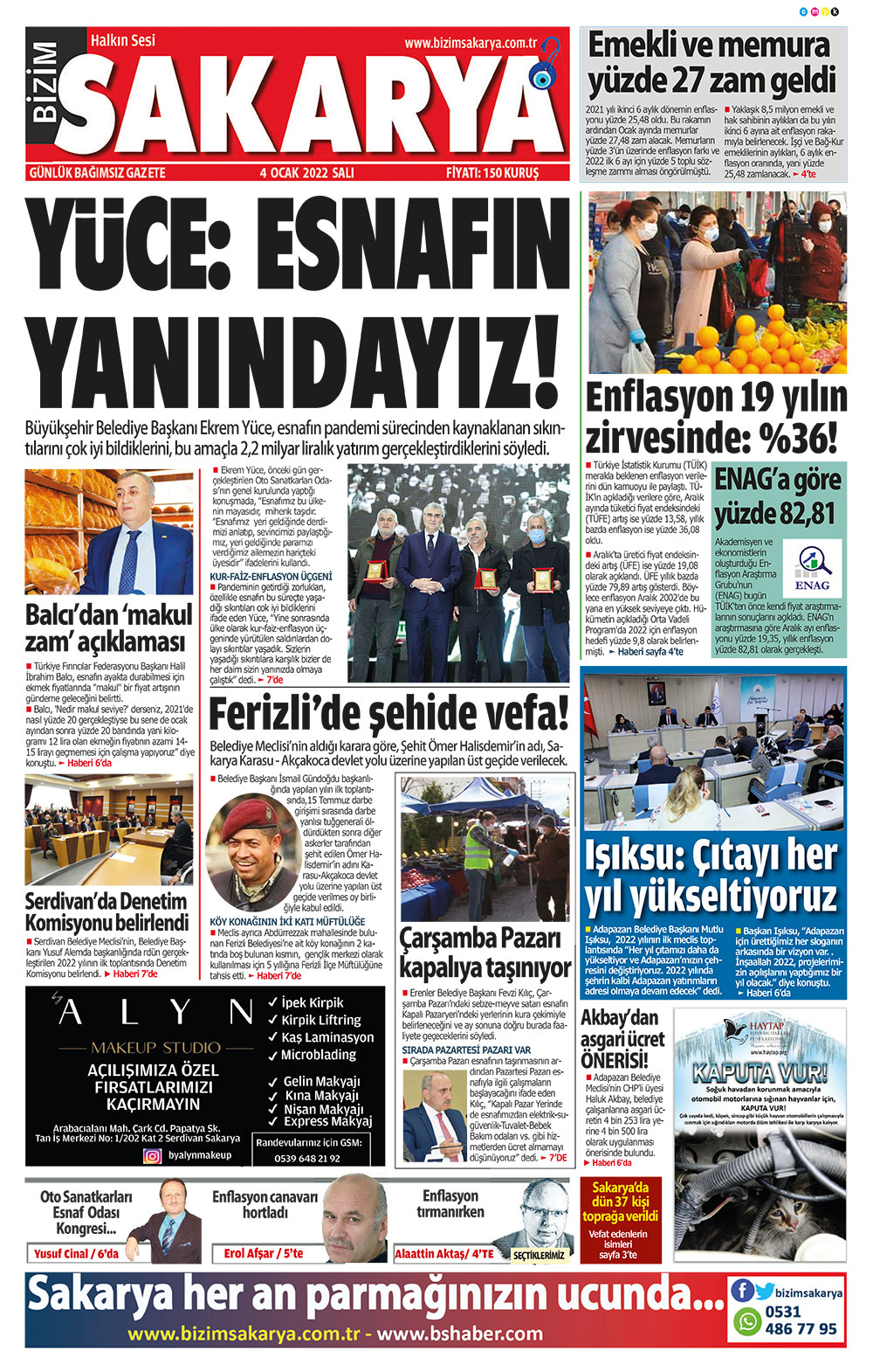 Bizim Sakarya Gazetesi - 04.01.2022 Manşeti