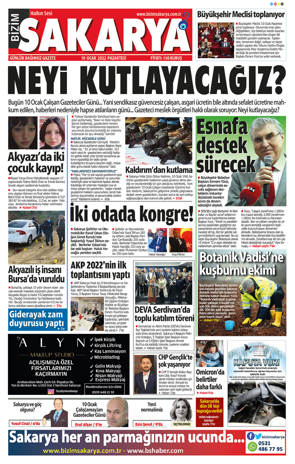 Bizim Sakarya Gazetesi - 10.01.2022 Manşeti