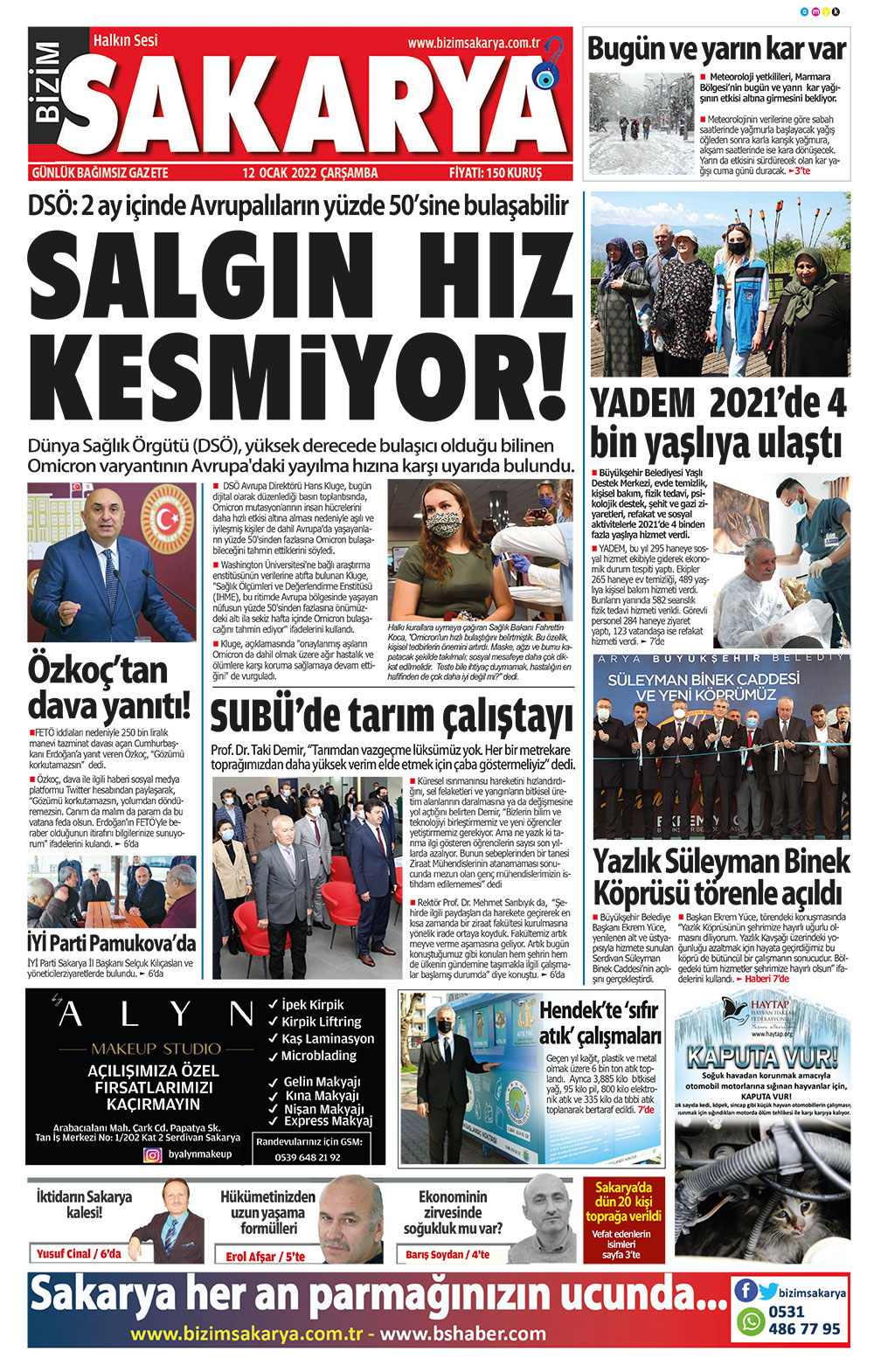 Bizim Sakarya Gazetesi - 12.01.2022 Manşeti