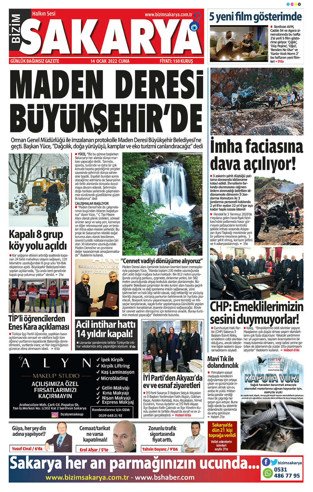 Bizim Sakarya Gazetesi - 14.01.2022 Manşeti