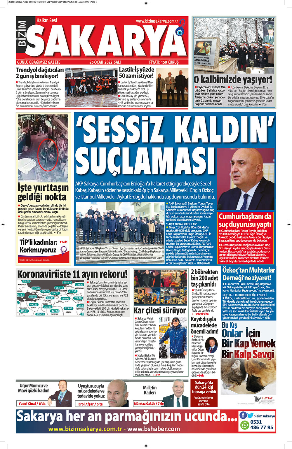 Bizim Sakarya Gazetesi - 25.01.2022 Manşeti