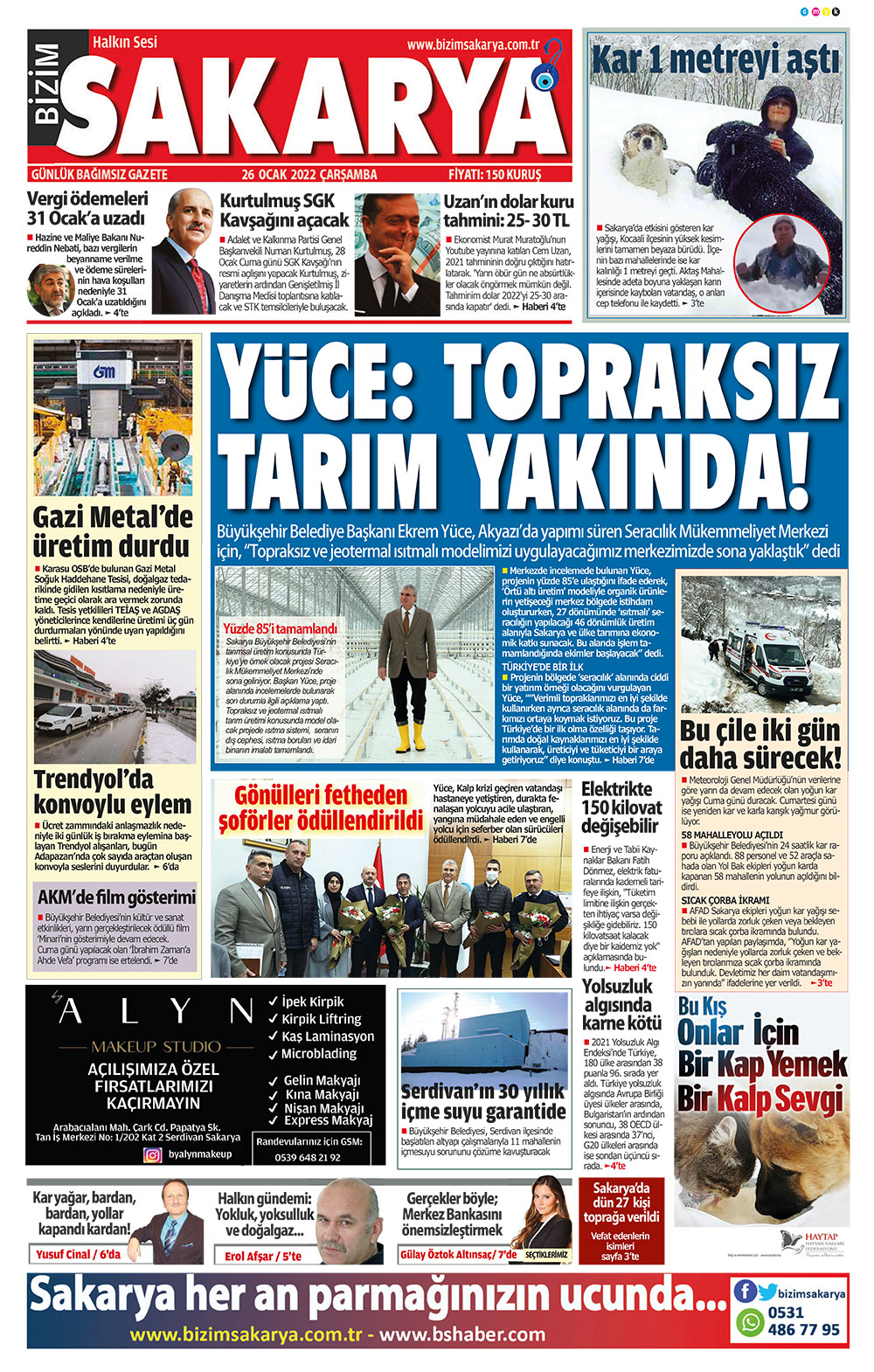 Bizim Sakarya Gazetesi - 26.01.2022 Manşeti